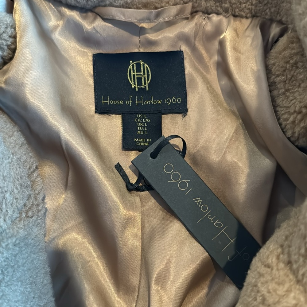 House of Harlow 1960 Faux Fur Teddy Jacket Sz L - Picture 3 of 10